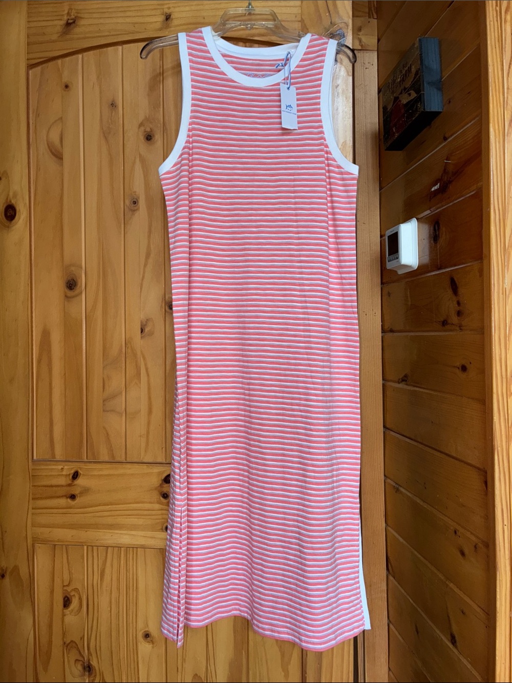 NWT southern tide cotton stripe tan midi dress